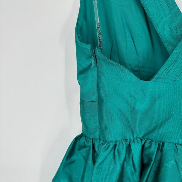 Sachin + Babi Kenzia Plunge Full Length Embellished Moire Taffeta Gown 10 - Picture 4 of 11